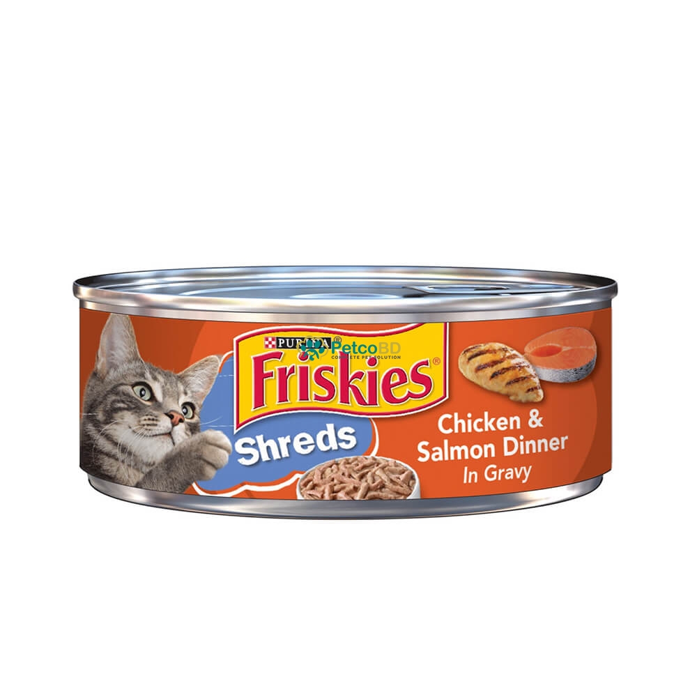 Friskies Adult Cat Food Canned Shreds Chicken & Salmon Gravy 156g ...