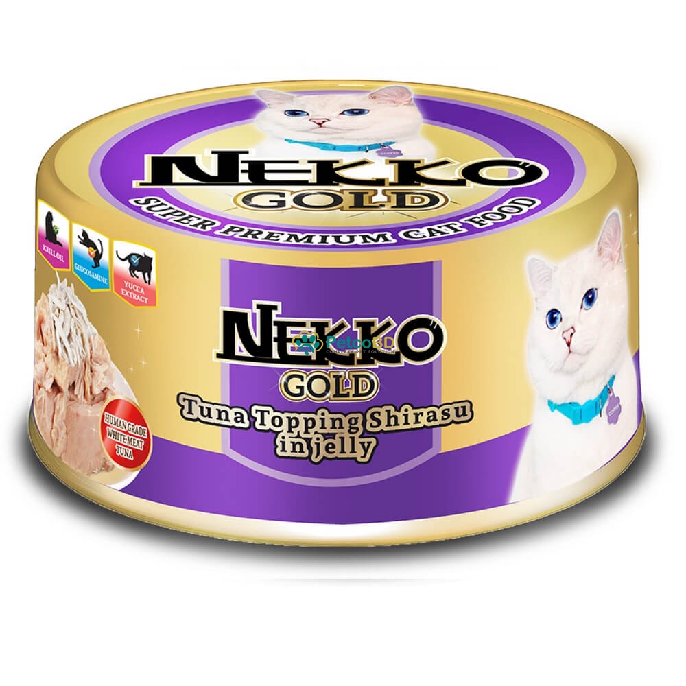 Nekko Gold Canned Cat Food Tuna Topping Shirasu in Jelly 85g Petco BD