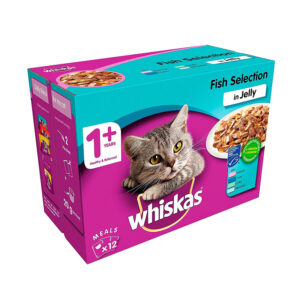 Whiskas Adult Cat (1+ year) Pouch Fish Selection Salmon Tuna Coley Whitefish 100g (UK) 02 petcobd