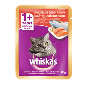 Whiskas Adult Cat (1+ year) Pouch Mackerel & Salmon 85g 01 petcobd