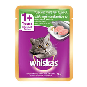 Whiskas Adult Cat (1+ year) Pouch Tuna & White Fish 01 petcobd