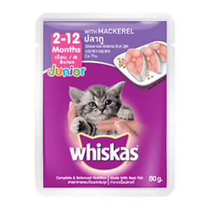 Whiskas Kitten Pouch Junior (2 12 months) Mackerel 01 petcobd
