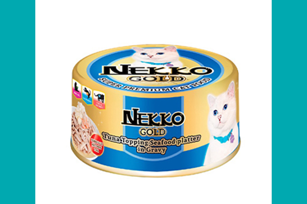 Nekko Gold Can Food Tuna Topping Seafood Platter in Gravy 85g 02