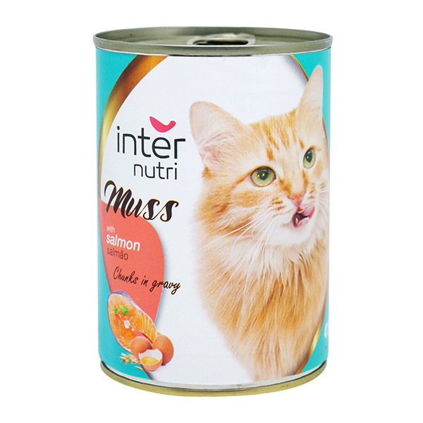 Inter Nutri Cat Food Muss with Salmon Chunks in Gravy 415g 01