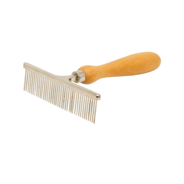 Dog Metal Comb with Wooden Handle for Short-Haired Canines - Petco BD