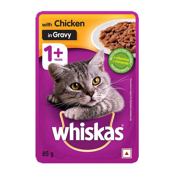 Whiskas Adult Cat (1+ year) Pouch Chicken in Gravy 85g 02 petcobd