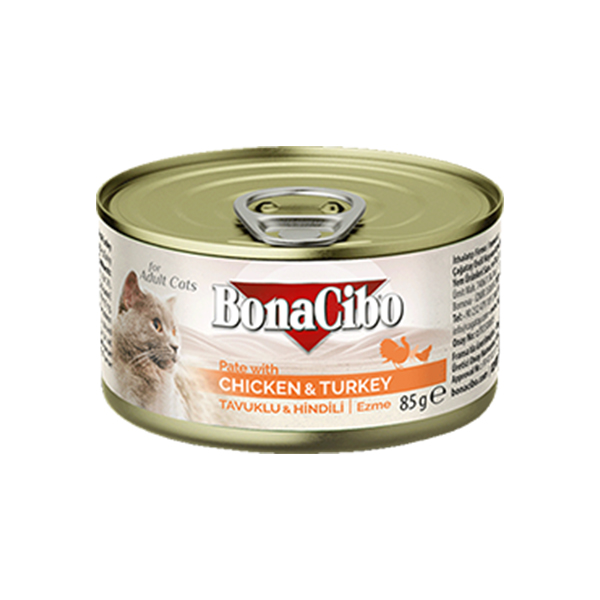 Bonacibo Cat Canned Pate With Chicken & Turkey 85gm 01