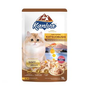 Kaniva Cat Pouch Indoor Tuna Topping Katsuobushi 70g Soft Jelly 01