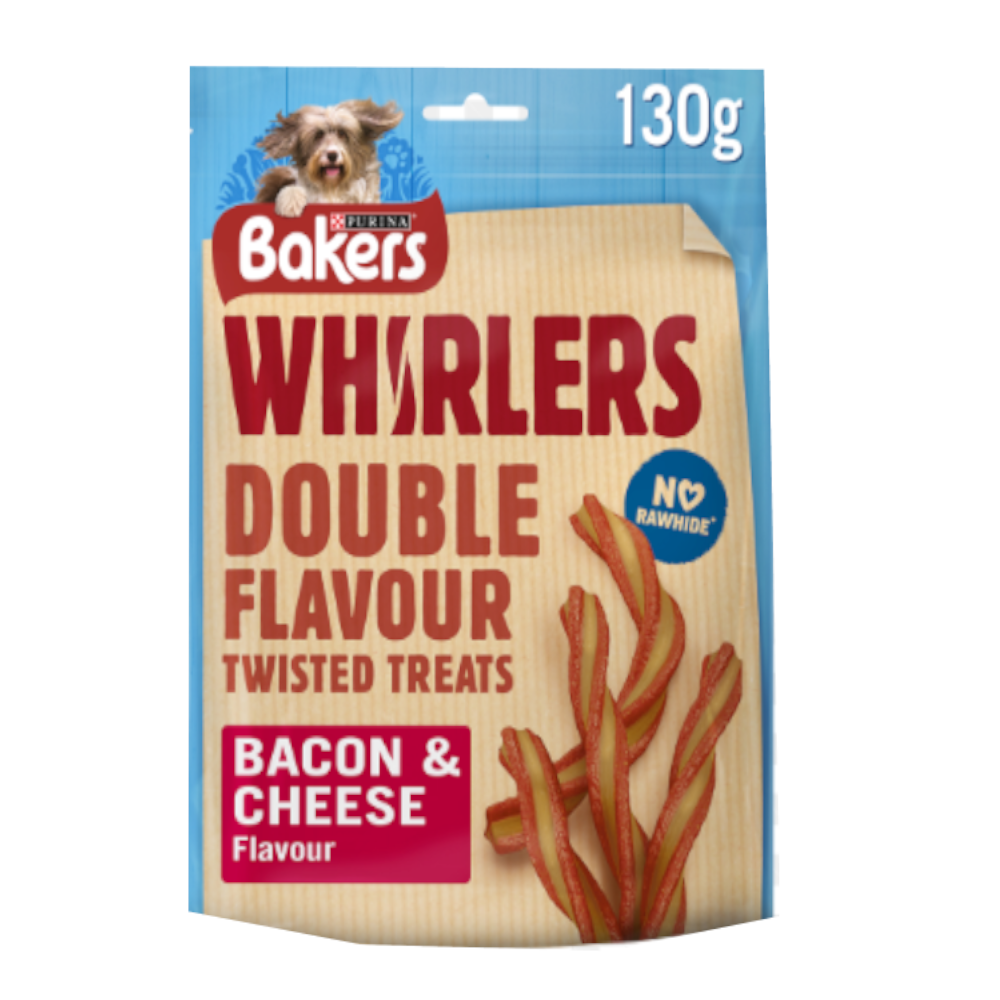 Purina Bakers Whirlers Double Flavor Dog Treat Bacon & Cheese 130g ...