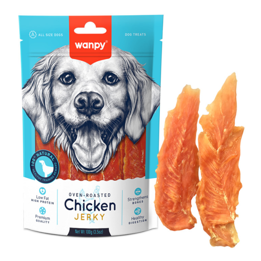 Wanpy Dog Treat Oven Roasted chicken Jerky 100g - Petco BD